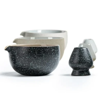 Afbeelding van TEANAGOO Japanse natuurlijke steenstructuur Matcha Chawan met garde, 510 ml. K17, Rocky Black/Grey, Theekom, Keramische Kom, Theekommen voor Matcha, Kom Traditionele Ceremoniële Accessoires.
