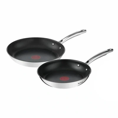 Afbeelding van Tefal Duetto Set van 2 koekenpannen 24/28 cm, inductie, roestvrijstalen buitencoating, Antibaklaag G732S255