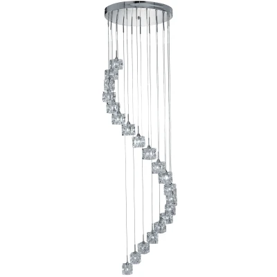 Afbeelding van Searchlight Ice Cube Hanglamp Ø 45 X 300 Cm Chroom