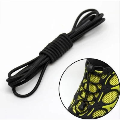 Afbeelding van Lock veters Ronde Elastische Schoenveters Hardlopen Laces Zwart