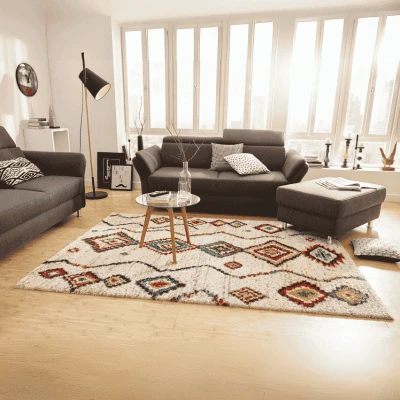 Afbeelding van Bohemian Vloerkleed Boho Geometric Crème 80x150 Cm