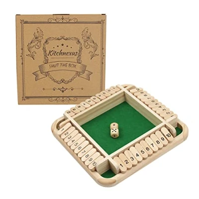Afbeelding van Kitchnexus Shut The Box Klassiek dobbelspel tafel spel board speelgoed party bordspellen voor 2 4 spelers