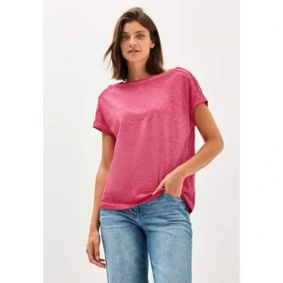 Afbeelding van Cecil MIT Knopfdetail Tshirt print, Dames, Maat: Large, Rot