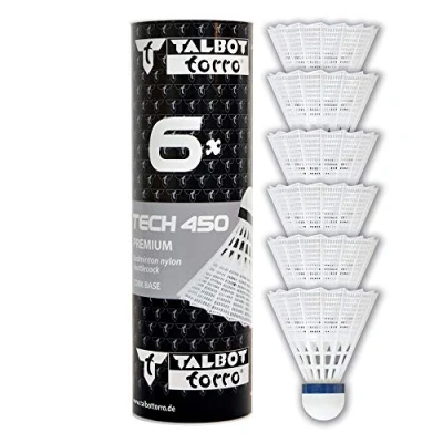 Afbeelding van Talbot Torro Badminton Shuttles Tech 450 Wit/blauw 6 Stuks
