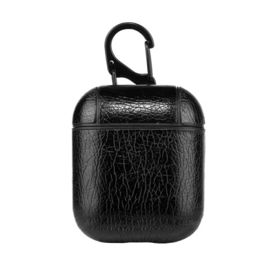 Afbeelding van AirPods 1/2 hoesje Litchi PU Series hard case zwart