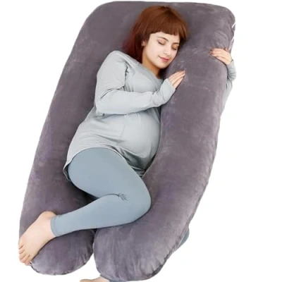 Afbeelding van U vormig zwangerschapskussen voor het hele lichaam met afneembare hoes zwangere vrouwen, om te slapen, ondersteuning rug, benen, buik, 140 cm