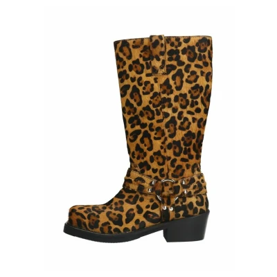Afbeelding van Sacha Dames Leopard leren biker boots Maat 36