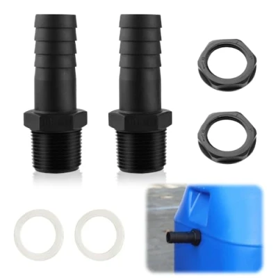 Afbeelding van Riisoyu Tankdoorvoer, 1 inch, 2 stuks regentondoorvoer, vataansluiting, regentonconnector, met afdichtingen en borgmoer voor regenton, watertonnen, watertanks, reservoirs