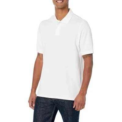 Afbeelding van Amazon Essentials Men&#039;s Poloshirt van piqué katoen met normale pasvorm (verkrijgbaar in grote en lange maten), Wit, XS