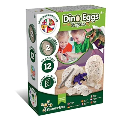Afbeelding van Science4you Starter Kit Dinos eieren Archeologiespel, Opgravingsset met 2 dinosaurus Paleontologiespel kleine dinosaurussen, educatief speelgoed voor kinderen van 5 tot 9 jaar