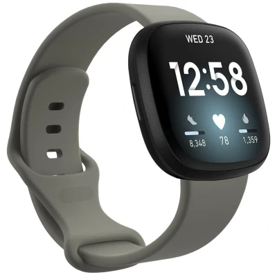 Afbeelding van Siliconen bandje voor de Fitbit Versa 4 / 3 Sense (2) Donkergrijs iMoshion En TPU (zacht)