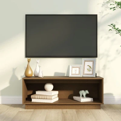 Afbeelding van Tv meubel 90x35x35 cm massief grenenhout honingbruin
