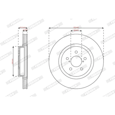Afbeelding van FERODO Remschijf 293mm 24mm 5 13 Geventileerd Gecoat DDF2863C 26300FL010 Remschijven