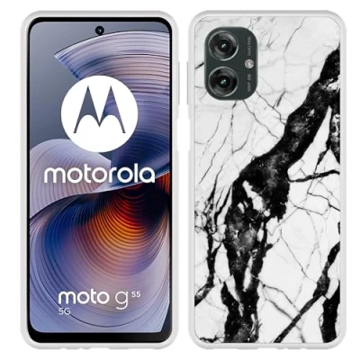 Afbeelding van Cazy Hoesje geschikt voor Motorola Moto G55 Siliconen Marmer Design