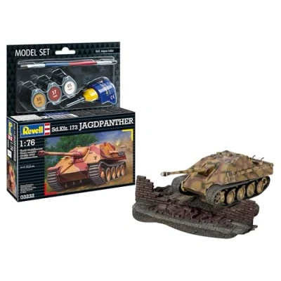 Afbeelding van Revell Modelbouwpakket jachtpanther beweeglijkheid &amp; vuurkracht schaalgetrouwe model met dioramaplaat flexibele kettingen accessoires incl. lijm en kwast