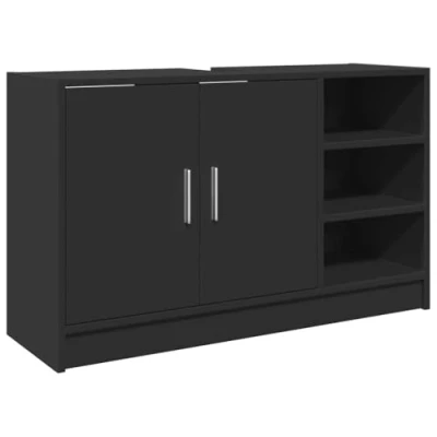 Afbeelding van Wastafelkast 90x29x55 cm bewerkt hout zwart