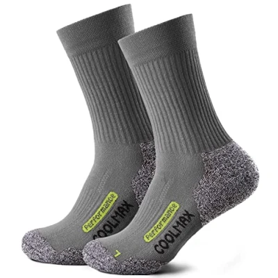 Afbeelding van Piarini 2 paar Coolmax wandelsokken outdoorsokken lang gevoerde functionele sokken, grijs, 39 42 EU
