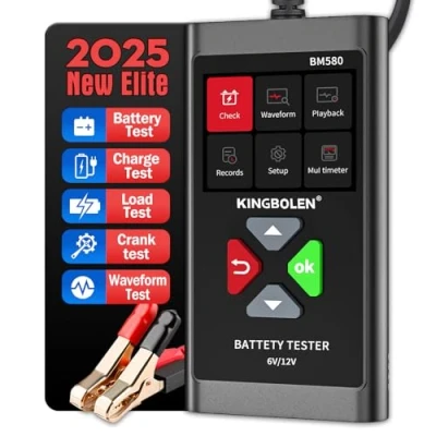 Afbeelding van KINGBOLEN BM580 12V Autobatterietester, 100 2000 CCA Batterietester Kfz mit Batteriestatusprüfung Anlasstest Ladetest, Lichtmaschinen Tester für Auto Motorrad ATV SUV Boot