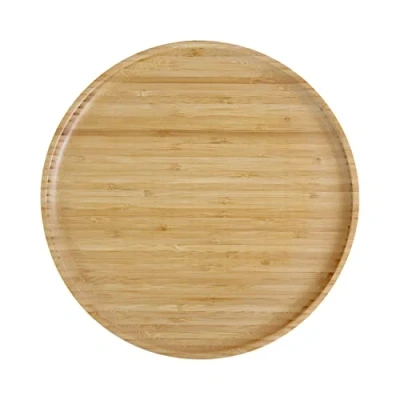 Afbeelding van pandoo herbruikbare bamboeborden, 100% ronde houten borden, bamboe decoratie, dinerborden, serviesset, set van 4 x 30 cm