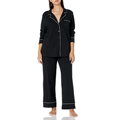 Afbeelding van Amazon Essentials Women&#039;s Pyjamaset met lange mouwen van katoenmodal en broek (verkrijgbaar in Grote maten), Zwart, 4XL maten