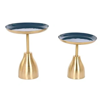 Afbeelding van Set van 2 tafels Home ESPRIT Blauw Gouden 40,5 x 48 cm