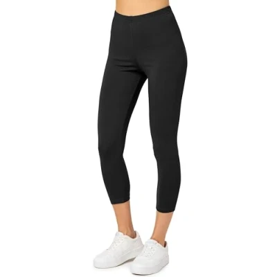 Afbeelding van Merry Style MS MS10 199 LE Dames Capri Leggings Sport Vrijetijdsbroek 3/4 Lengte Katoen Sporbroek Yogabroek Zwart M