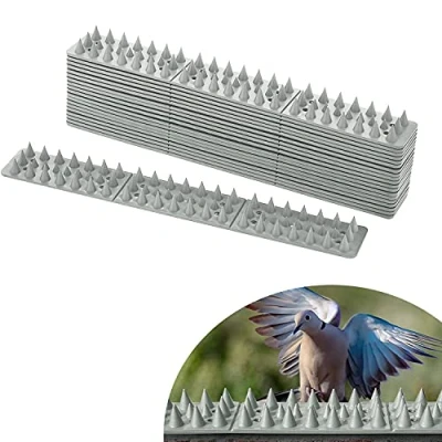 Afbeelding van EXLECO 20 stuks vogelafweer 6 meter plastic grijs mussenafweer vogel spikes duivenafweer vogels huis wilde dieren afweer 3 rijen kunststof dierafweer voor kat, spinnen, marter, duif