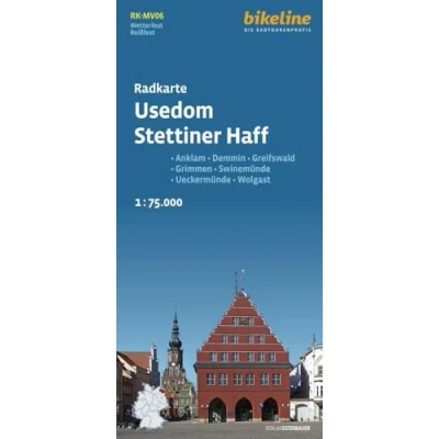 Afbeelding van Radkarte Usedom, Stettiner Haff (RK MV06): Anklam Demmin Greifswald Grimmen Swinemünde Ueckermünde Usedom Wolgast, 1:75.000, wetterfest