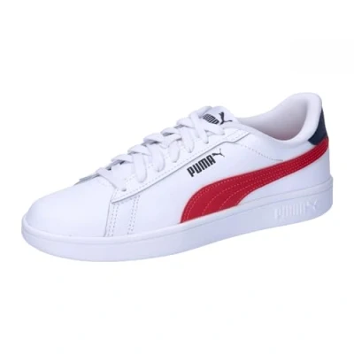 Afbeelding van Puma Smash 3 0 L JR Unisex Sneakers laag voor kinderen, Maat: 37.5, White club redclub navy Leer/ synthetisch
