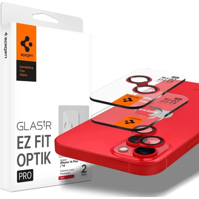 Afbeelding van Spigen Camera Lens Glass Protector iPhone 14 / Plus (Red) AGL05605 (2 pack)