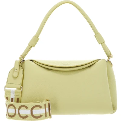 Afbeelding van COCCINELLE Leren Schoudertas Eclyps Handbag Grained Leather Lime Wash Lichtgeel