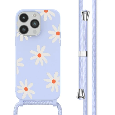 Afbeelding van Apple iPhone 14 Pro Hoesje Siliconen en TPU (zacht) imoshion Softcase/Koordhoesje/Backcover Lila Flower Distance Telefoonhoesje