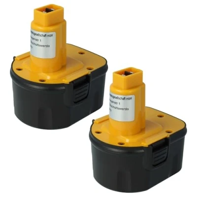 Afbeelding van vhbw 2x Ni MH batterij 2000mAh (12V) compatibel met DW970, DW971K 2, DW972, DW972B, DW972K, DW972K 2 vervanging voor Dewalt DC9071, DE9037, DE9071, DE9074