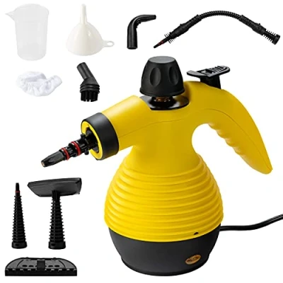 Afbeelding van COSTWAY Handstoomreiniger, 1050 W, stoomdruk: 3 bar, temperatuur: tot 140 C, opwarmtijd: 5 min., tank: 350 ml, stoomreiniger voor alles met 9 accessoires