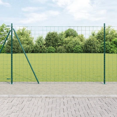 Afbeelding van vidaXL Euro hek met 7 flenspalen 1.6x10 m gegalvaniseerd staal