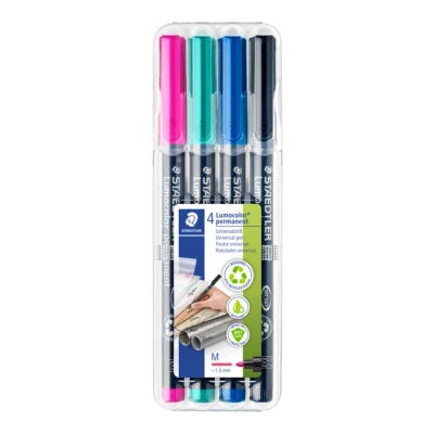 Afbeelding van Viltstift Staedtler Lumocolor 317 permanent M set à 4 kleuren