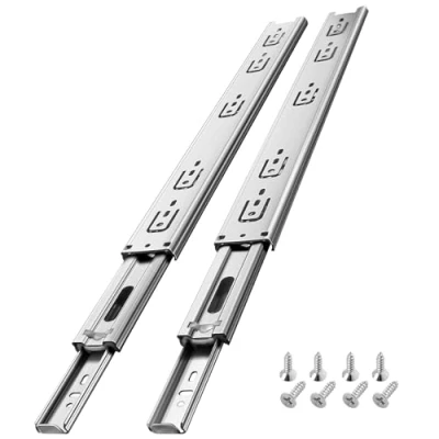 Afbeelding van AOLISHENG Roestvrijstalen lade lopers volledige verlenging 250 mm keukenkast zijmontage kogellager dia&#039;s vervanging zware 45 kg laadcapaciteit 1 paar (2 pack)