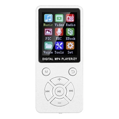 Afbeelding van MP3 MP4 speler, draagbare 1,8 inch HiFi stereogeluid muziekspeler 8 GB Bluetooth 4.2 audio video e book reader voor spelers, 32 G geheugenkaart, tactische knoppen met acht diagrammen (wit)