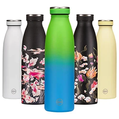 Afbeelding van B2DO Drinkfles Roestvrij Staal 500ml Kalkmarine Herbruikbare Vacuüm Metalen Thermosfles Waterfles Lekvrije Geïsoleerde BPA vrije Isolatiefles voor Sport, Office