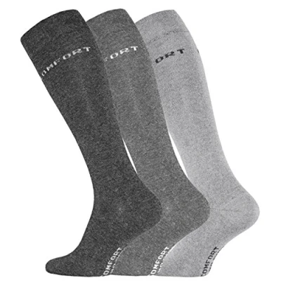 Afbeelding van VCA 3 paar Original Comfort kniekousen voor heren, katoen met elastaan, zonder elastische print, antraciet tot grijs, nittelgrijs, antraciet, 43 46 EU