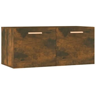 Afbeelding van vidaXL Wandkast 80x35x36,5 cm bewerkt hout gerookt eikenkleurig, hangkast, muurkast, zwevende kast, hangende opbergkast, opslagkast