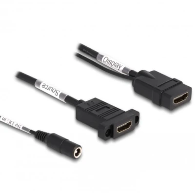 Afbeelding van Delock HDMI Kabel 4K 60 Hz mit DC Einspeisung 2,1 x 5,5 mm 0,30 m zum