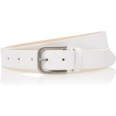 Afbeelding van Take it 3cm echt lederen witte riem heren / dames wit jeansriem Riemmaat 85 cm Totale lengte 100