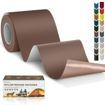 Afbeelding van Cahomo nylon reparatiepatches, 7,6 x 200 cm, zelfklevend, waterdichte reparatiepatch, patches, voor jassen, tenten, bovenkleding, bruin