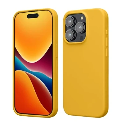 Afbeelding van kwmobile Case voor iPhone 15 Pro Slank TPU Hoesje met Zachte Afwerking In honinggeel