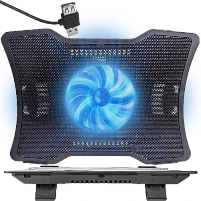 Afbeelding van Retoo Laptopkoeler, snel koelproces, geventileerde notebookstandaard, koelpads voor bureau en schot, laptop gaming ventilator standaard, stille fans, coole koelpads, koelmat, 35 x 25 2,8 cm