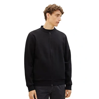 Afbeelding van TOM Tailor Denim FULL ZIP Sweater met rits, Heren, Maat: Large, Black