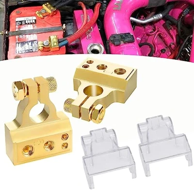 Afbeelding van 2 Stuks Accuklem Zware Belasting Autoaccuklemmen Set Accuterminal Accuklemmen Positieve en Negatieve Aansluitstekker Poolklemmen voor Autoaccu met Stofkap