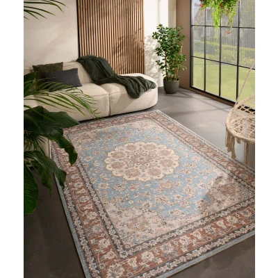 Afbeelding van Vintage Buitenkleed Valenca Nova Lichtblauw/beige 80x150 Cm
