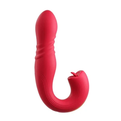 Afbeelding van HoneyPlayBox JOI Thrust 2 Pressure Sensing App Controlled Thrusting G spot Vibrator &amp; Tongue Clit Licker Red